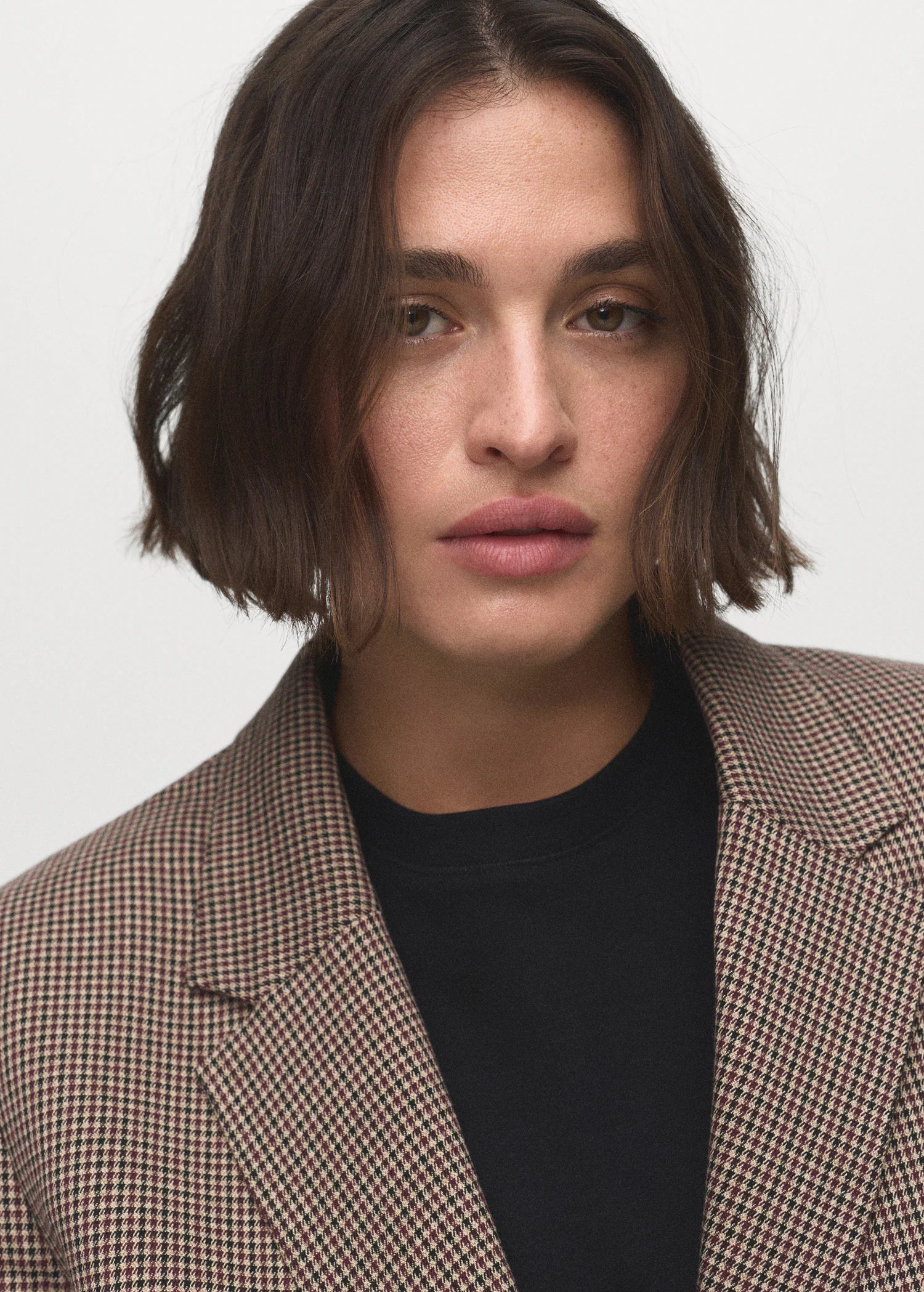 Double Breasted Micro Houndstooth Jacket