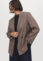 Double Breasted Micro Houndstooth Jacket