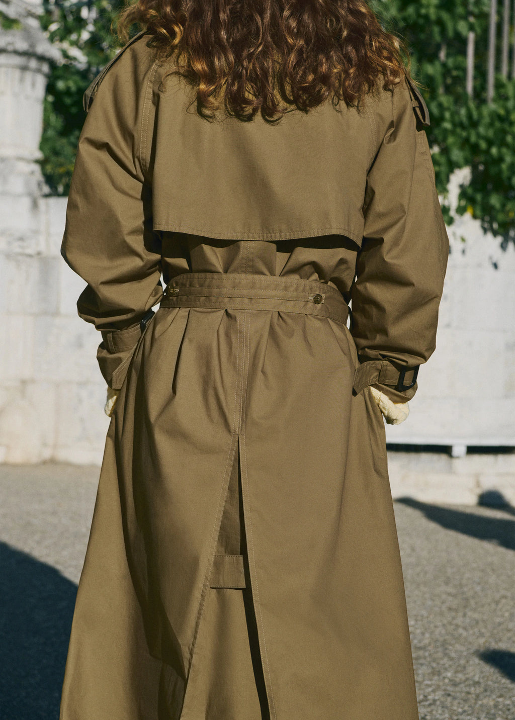Double Breasted Trench Coat With Corduroy Collar
