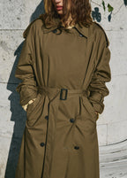 Double Breasted Trench Coat With Corduroy Collar
