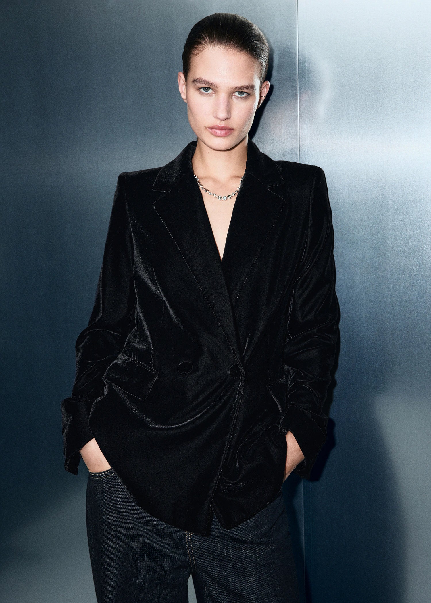 Double Breasted Velvet Jacket