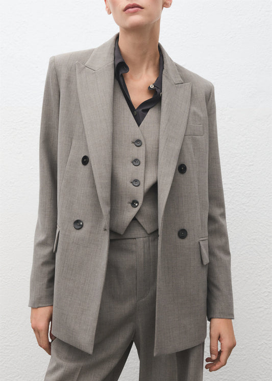 Double Breasted Wool Blend Blazer