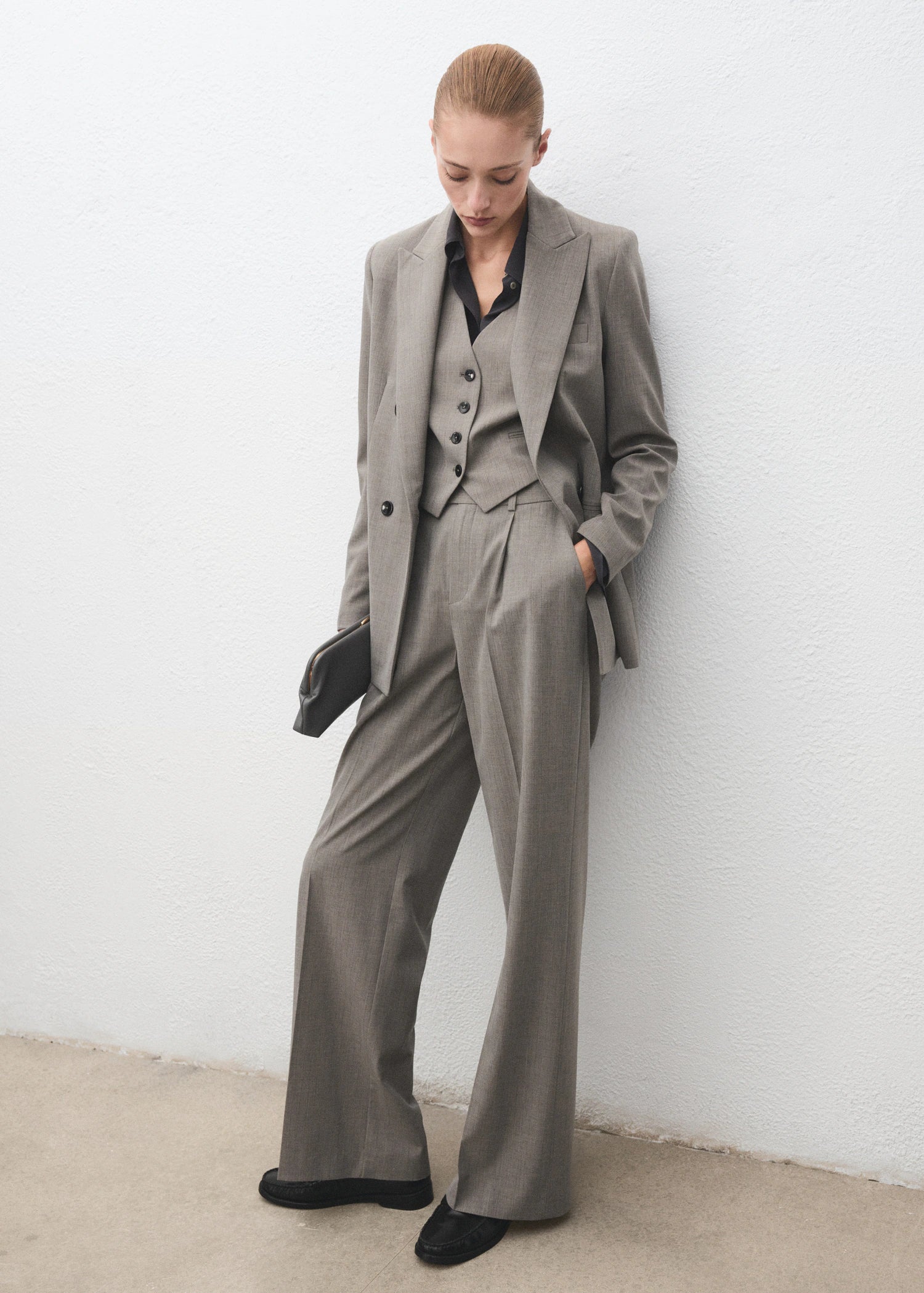 Double Breasted Wool Blend Blazer