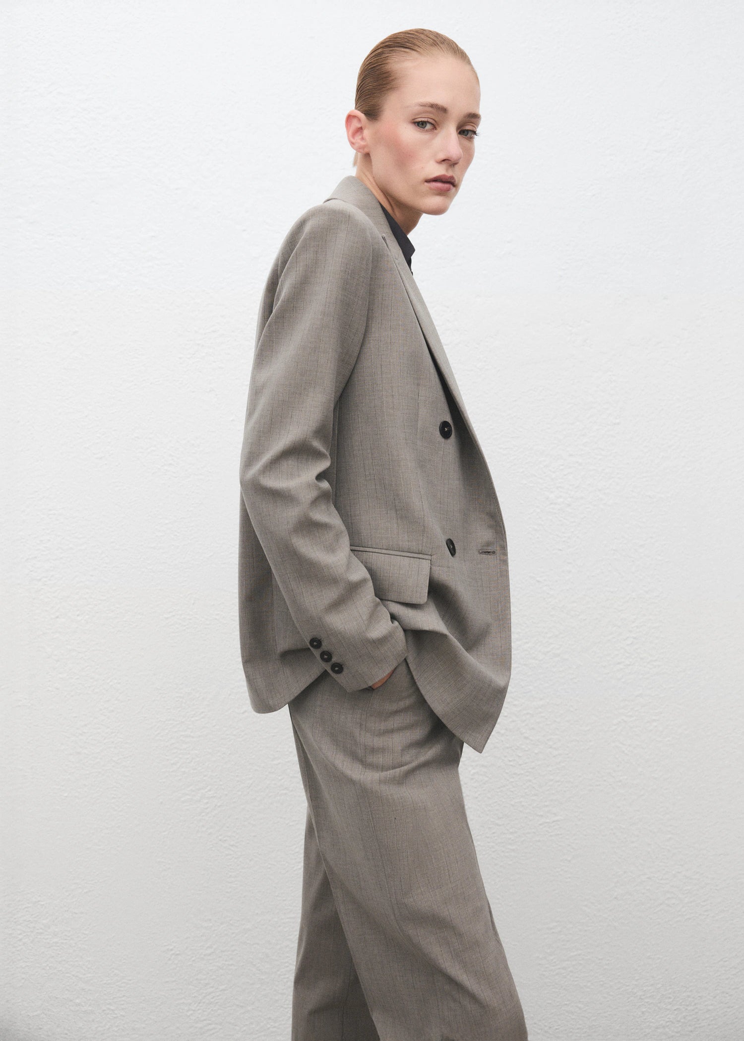 Double Breasted Wool Blend Blazer