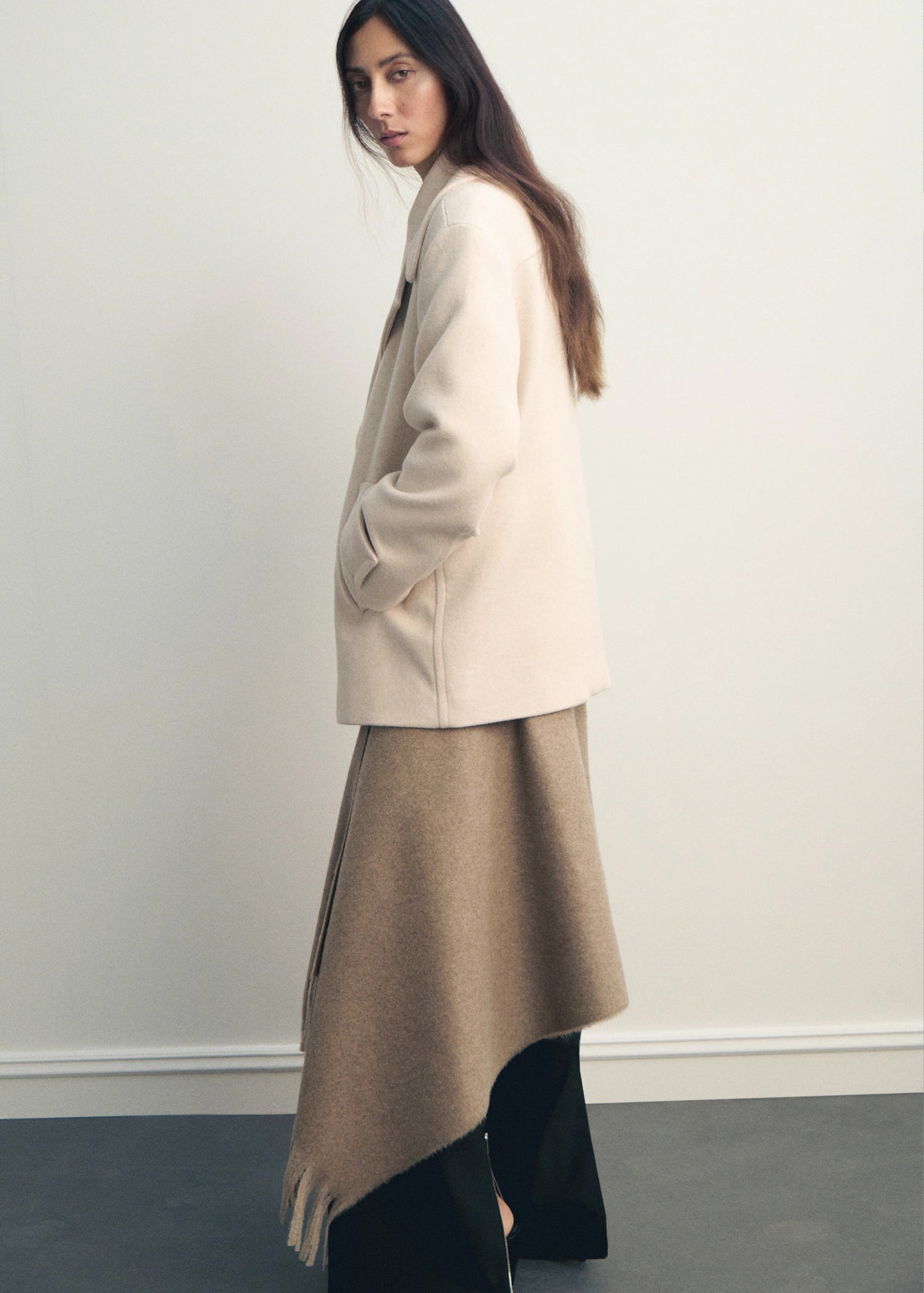 Double Breasted Wool Blend Coat