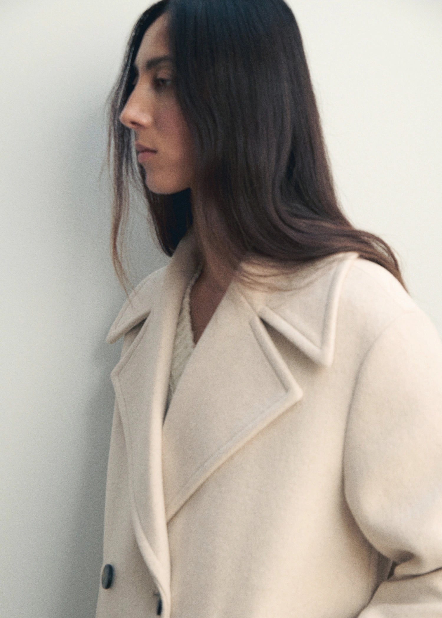 Double Breasted Wool Blend Coat