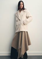 Double Breasted Wool Blend Coat