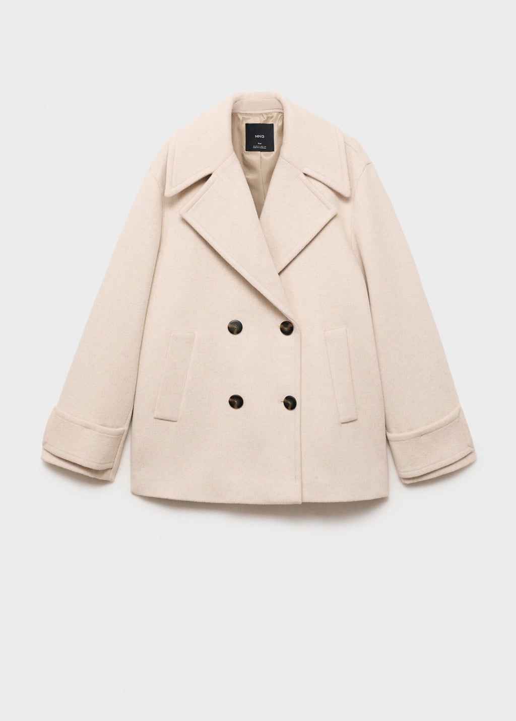 Double Breasted Wool Blend Coat