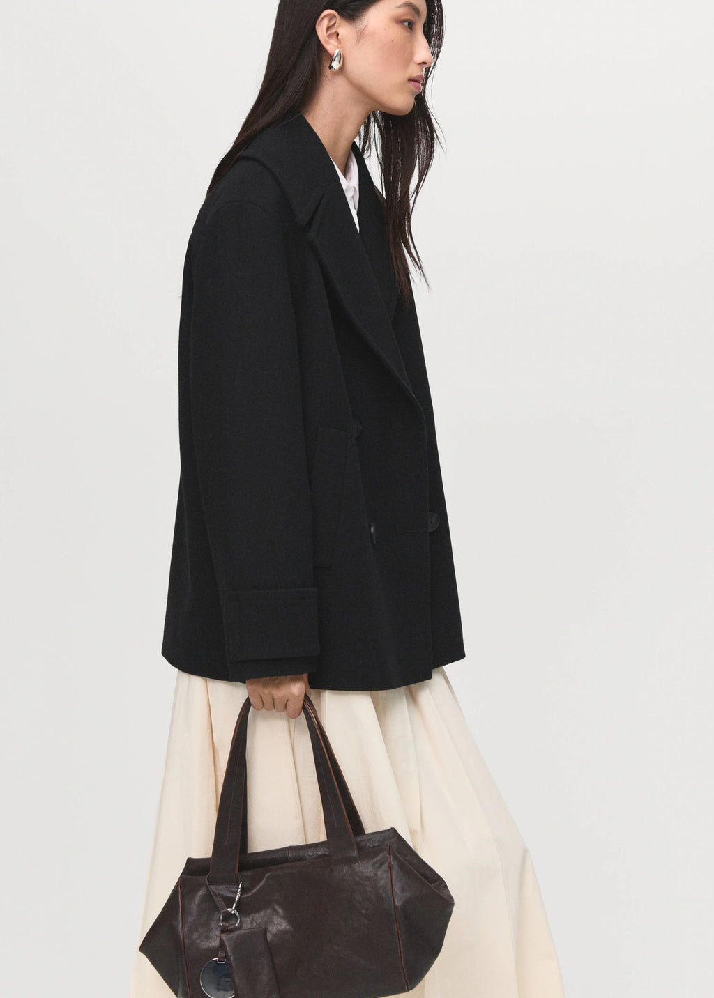 Double Breasted Wool Blend Coat