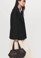 Double Breasted Wool Blend Coat