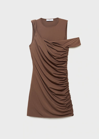 Draped Dress With Asymmetrical Straps