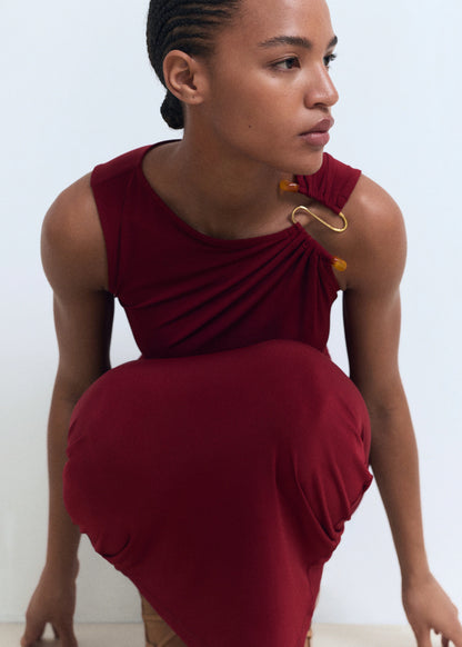 Draped Dress With Jewel Detail