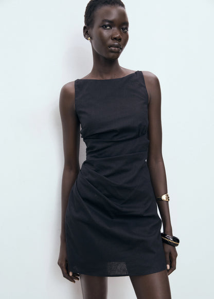 Draped Linen Dress