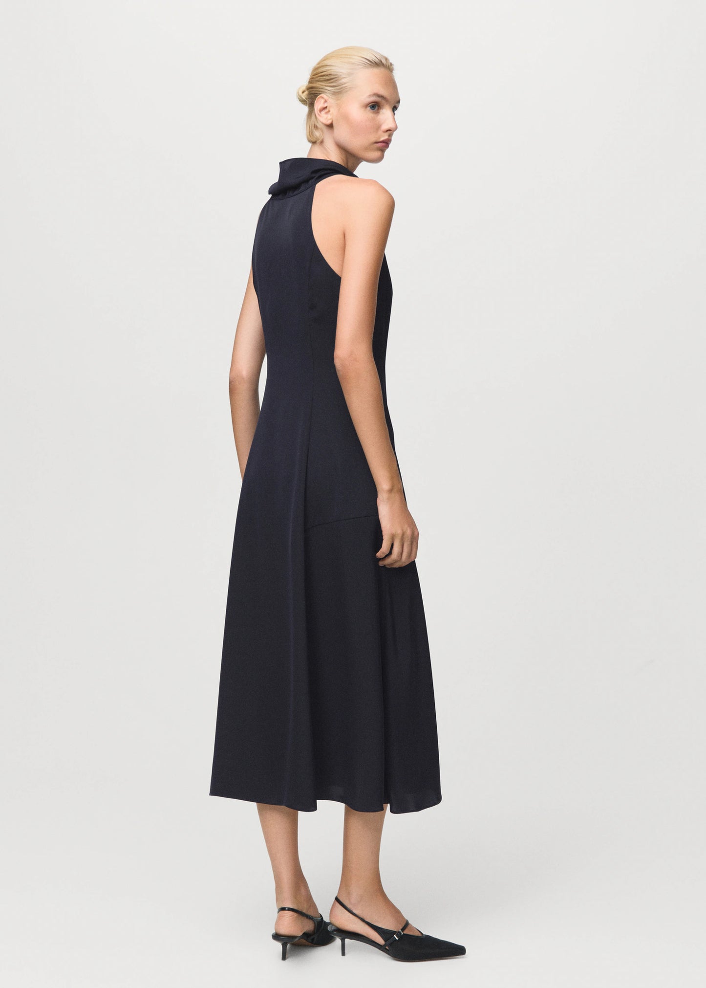 Draped Neck Dress With Opening