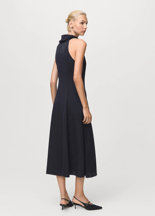 Draped Neck Dress With Opening