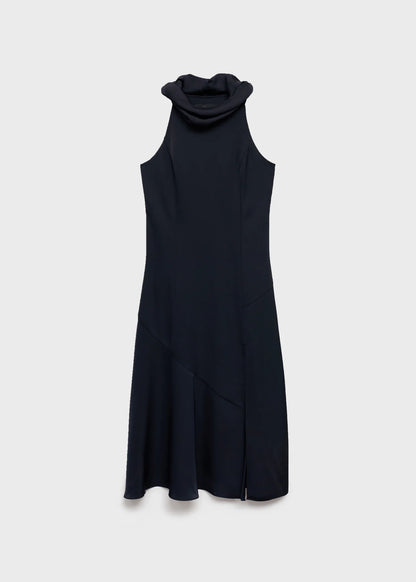 Draped Neck Dress With Opening