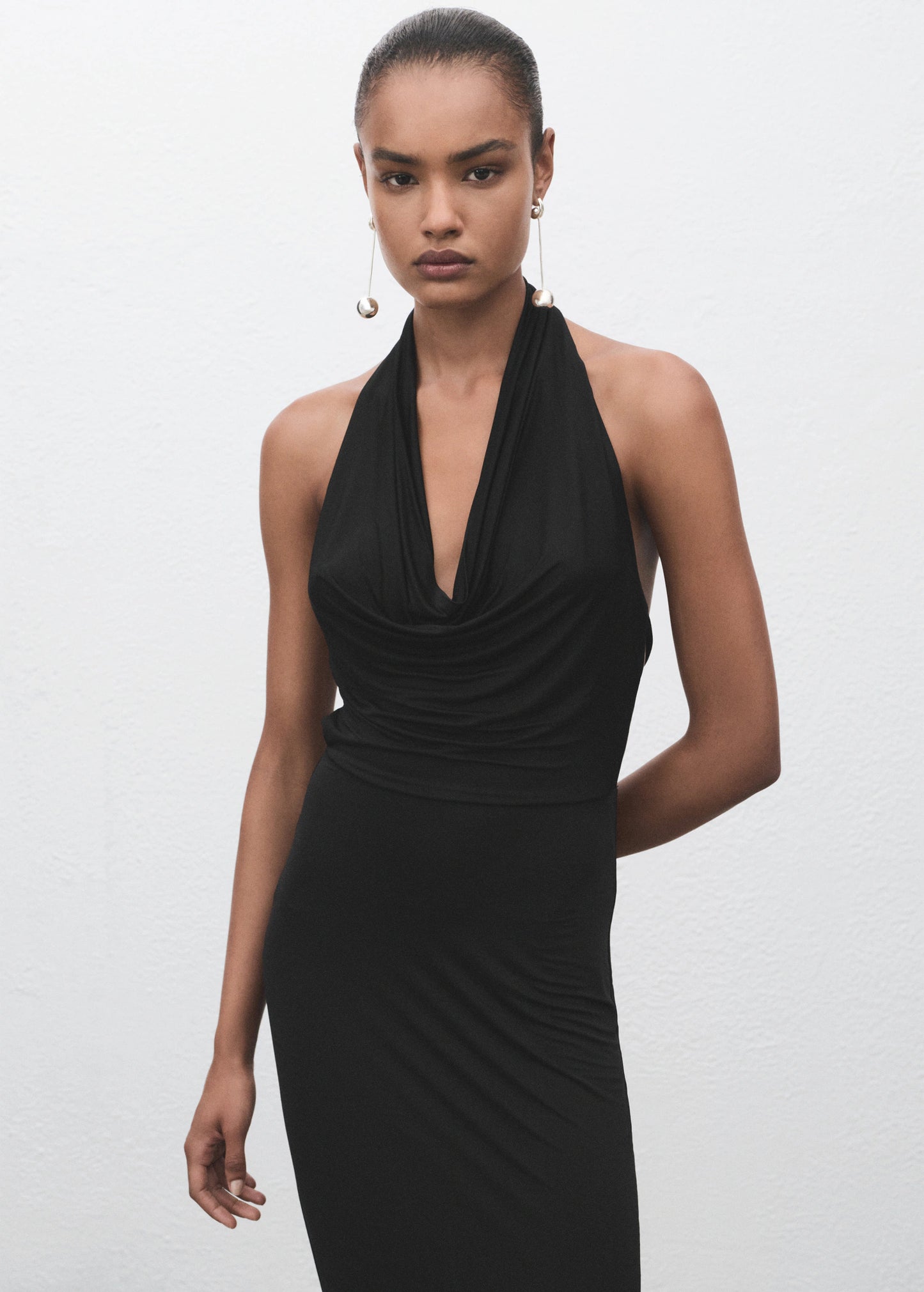 Draped Open Back Dress