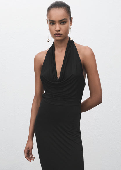Draped Open Back Dress