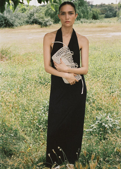 Draped Open Back Dress