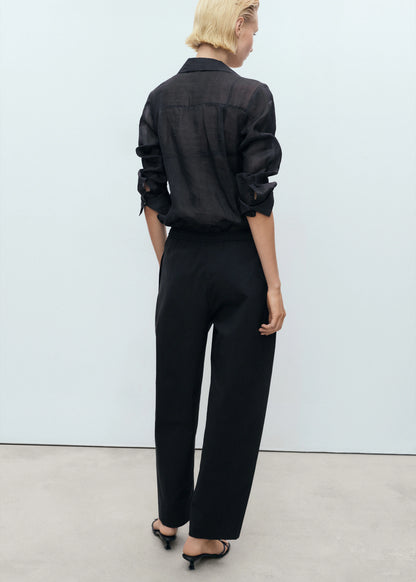 Elastic Waist Cotton Trousers