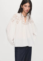 Embroidered Blouse With Bows