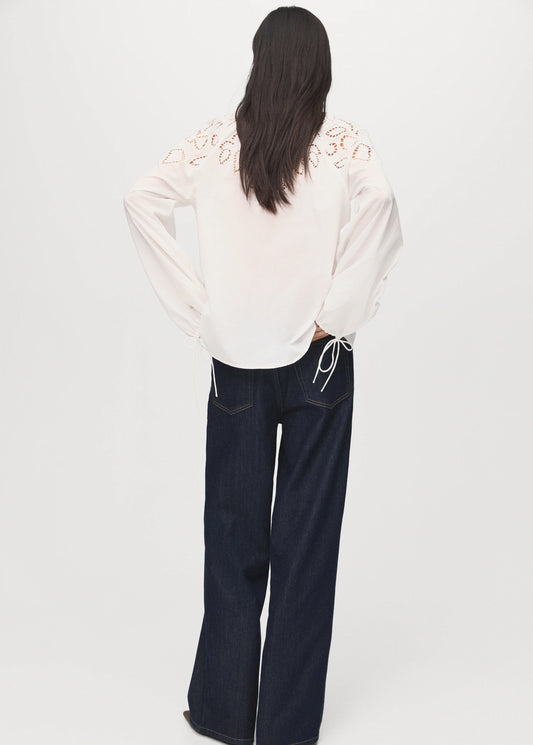 Embroidered Blouse With Bows