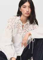 Embroidered Blouse With Bows