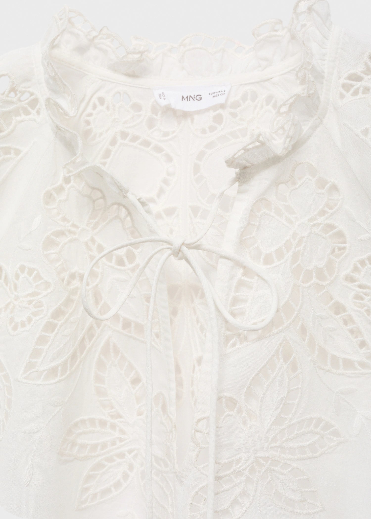 Embroidered Blouse With Bows