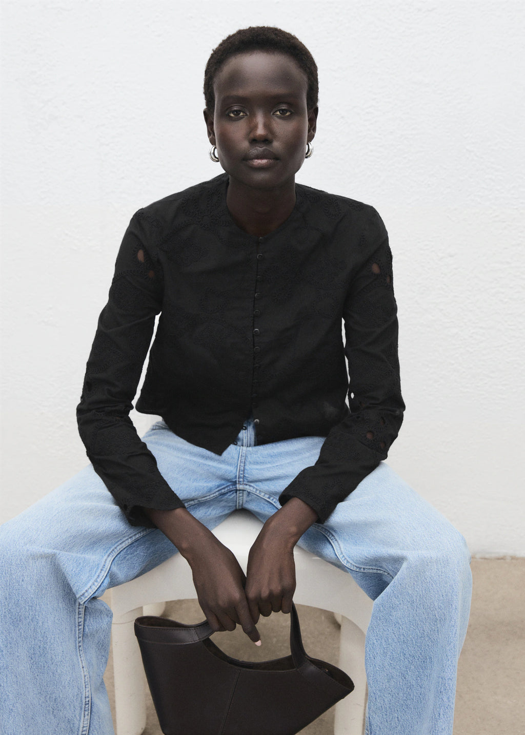 Embroidered Blouse With Buttons