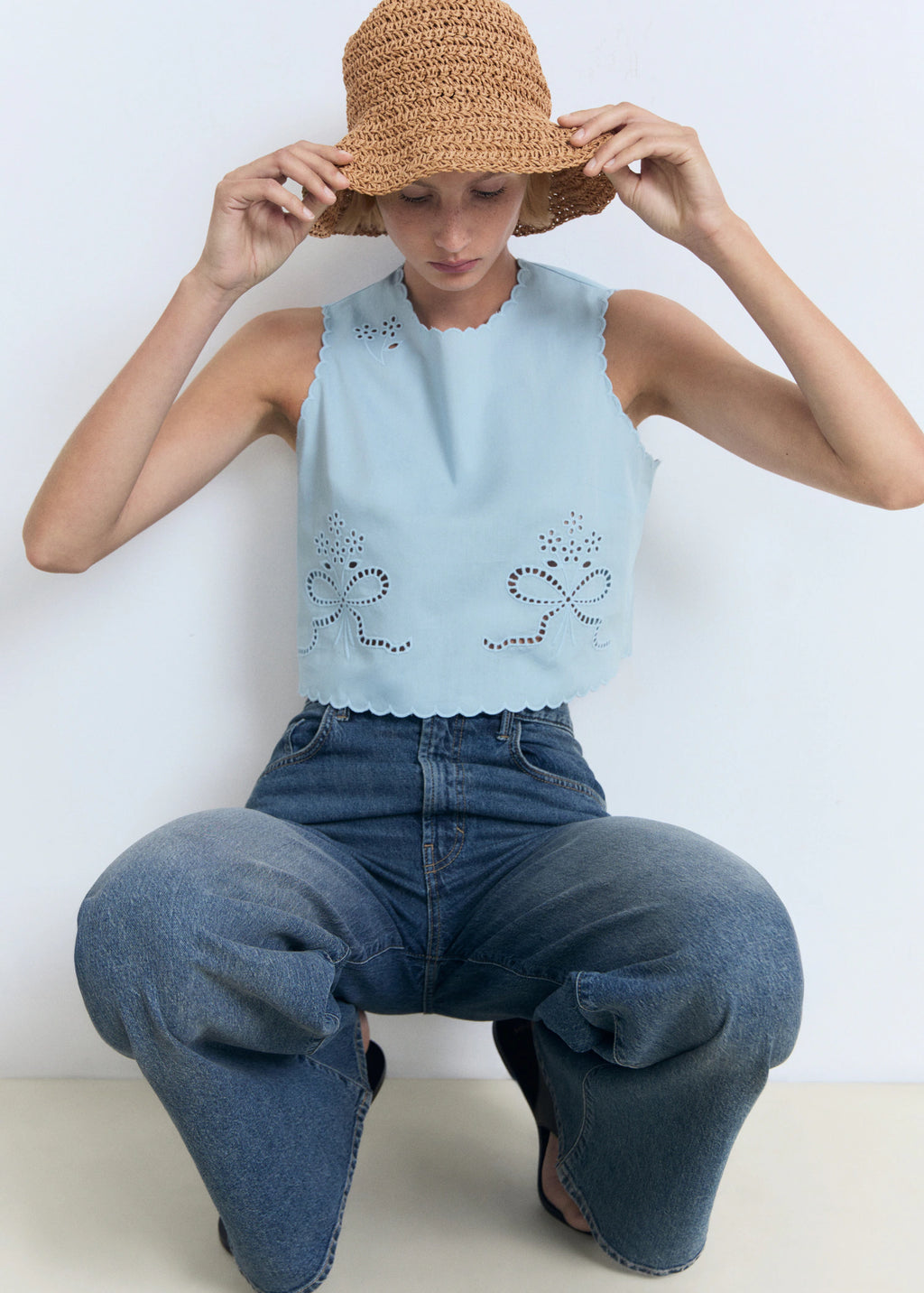 Embroidered Crop Top