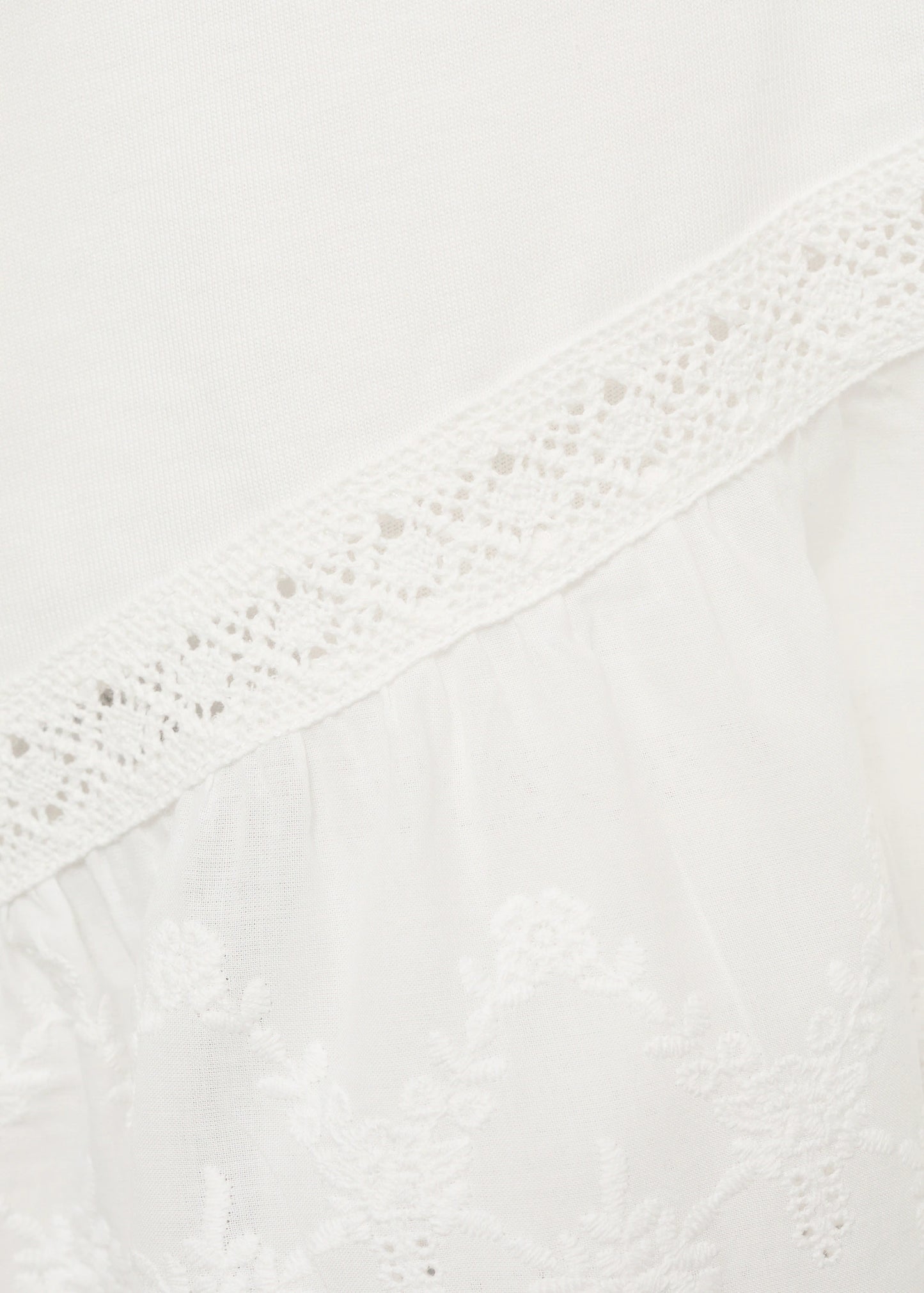 Embroidered Ruffle T Shirt