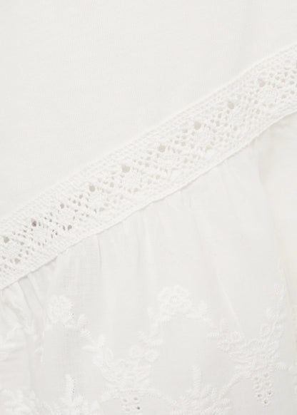 Embroidered Ruffle T Shirt