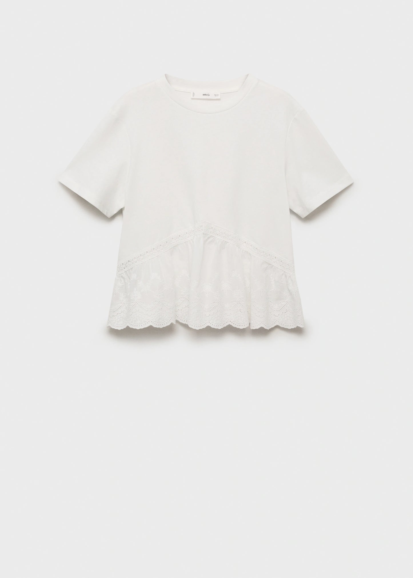 Embroidered Ruffle T Shirt