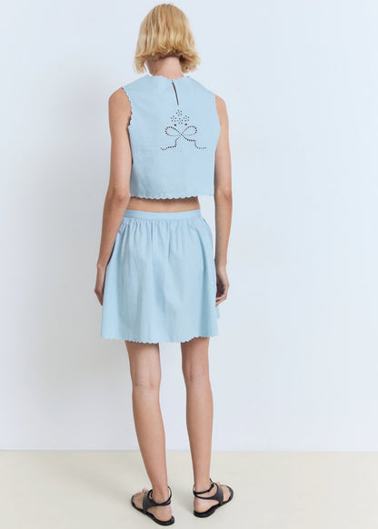 Embroidered Skirt With Scalloped Hem