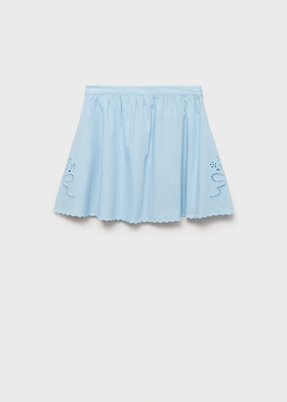 Embroidered Skirt With Scalloped Hem
