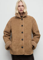 Faux Shearling Leather Effect Coat