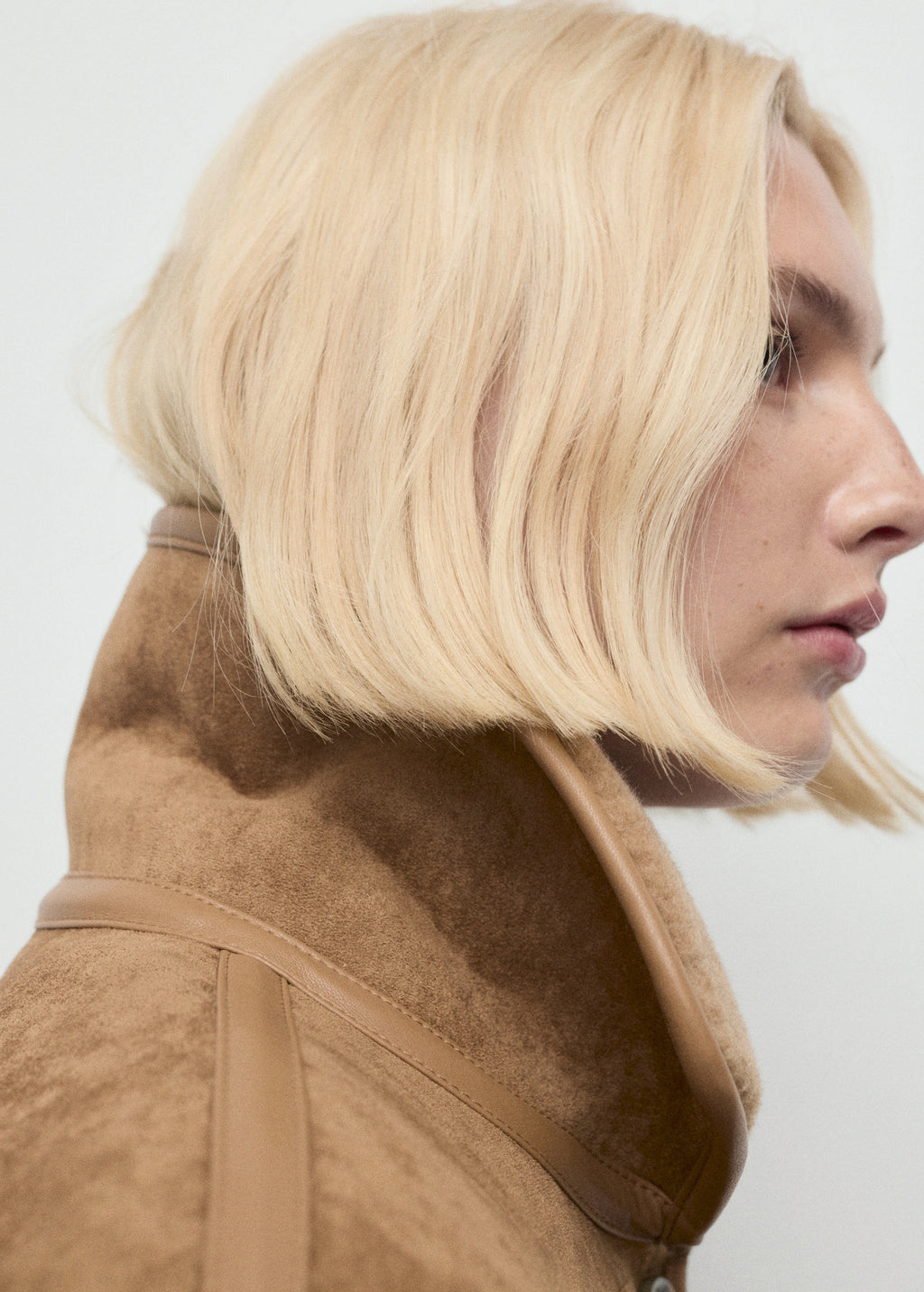 Faux Shearling Leather Effect Coat