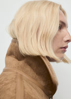 Faux Shearling Leather Effect Coat