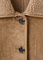 Faux Shearling Leather Effect Coat