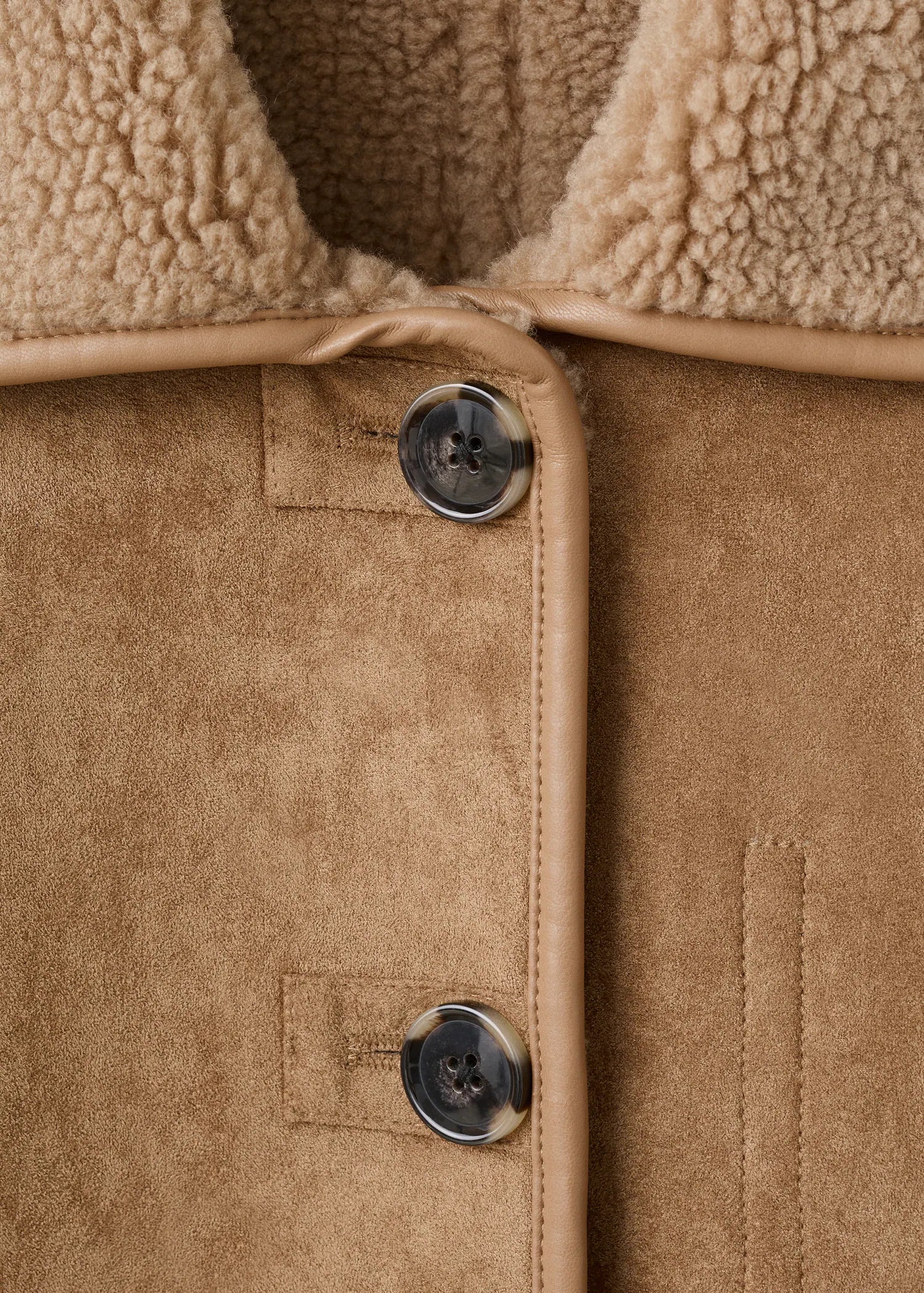 Faux Shearling Leather Effect Coat