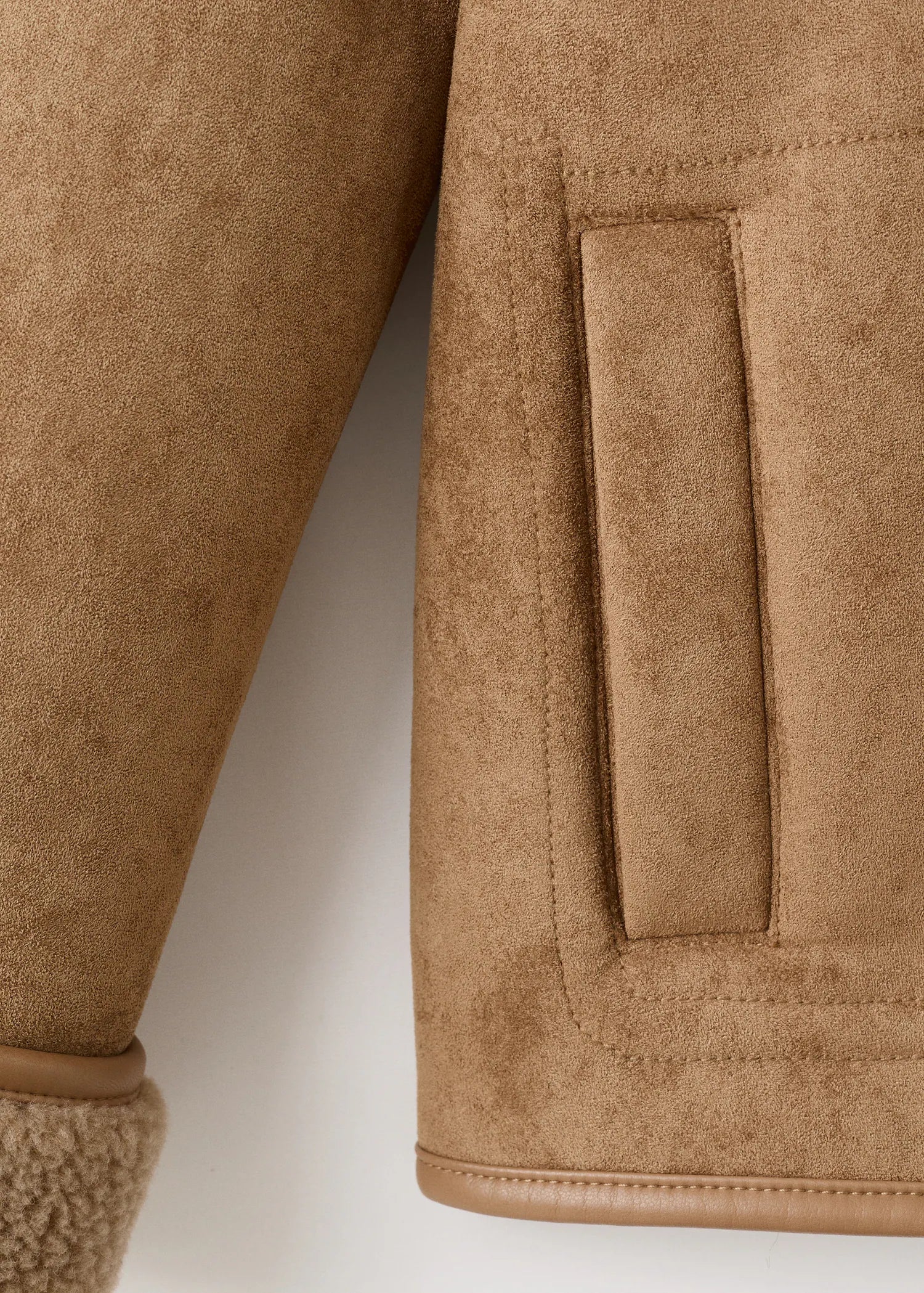 Faux Shearling Leather Effect Coat