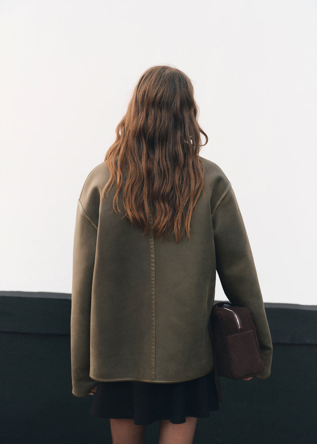 Faux Shearling Leather Effect Coat