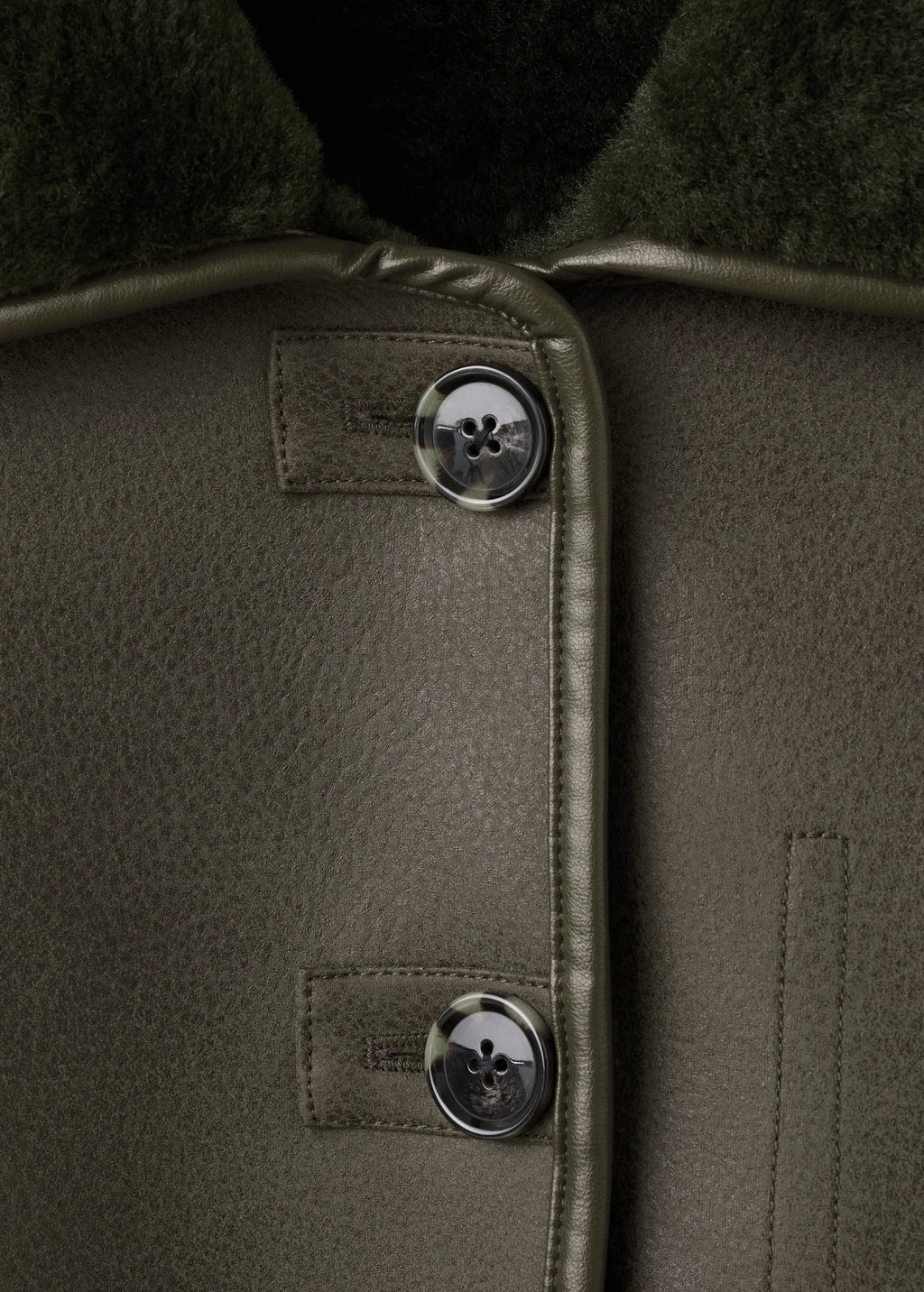 Faux Shearling Leather Effect Coat