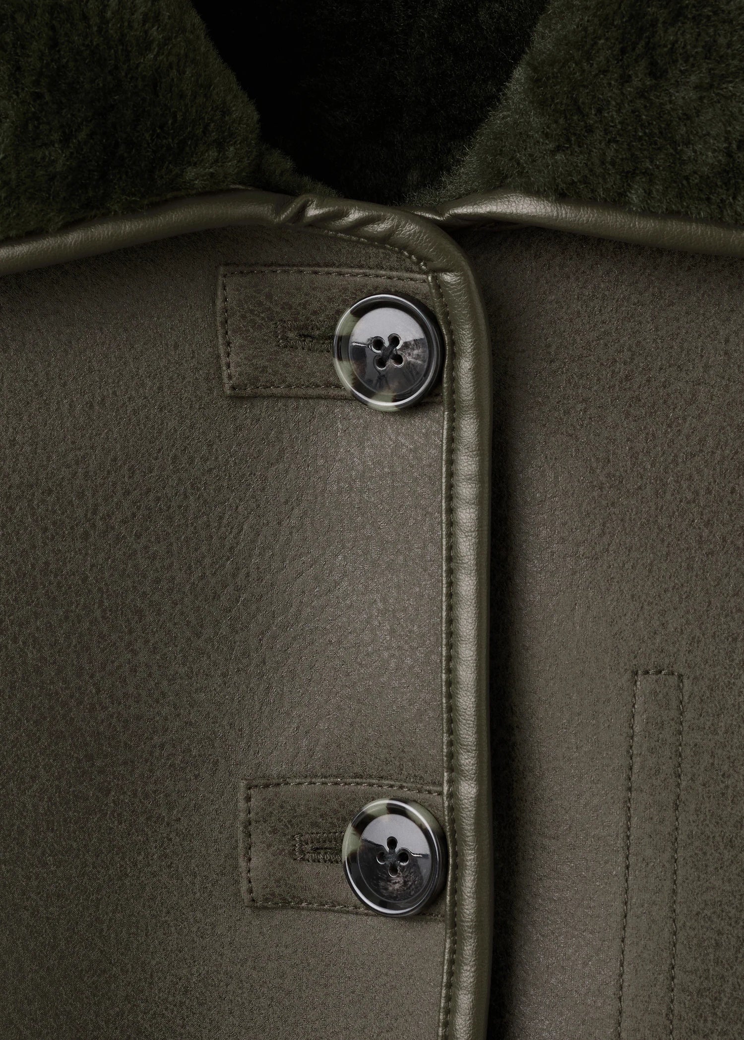 Faux Shearling Leather Effect Coat