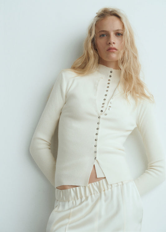 Fine Rib Knit Cardigan