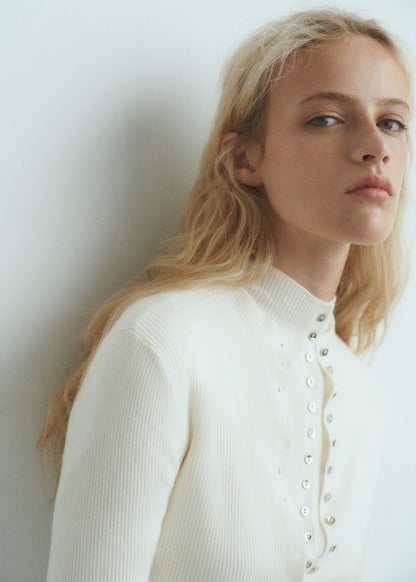 Fine Rib Knit Cardigan