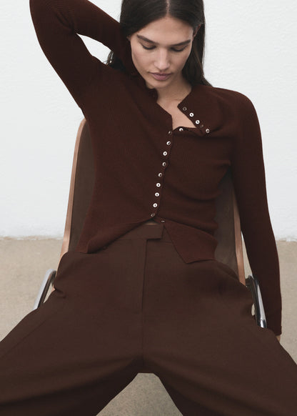 Fine Rib Knit Cardigan