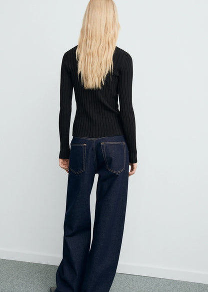 Fine Rib Knit Cardigan