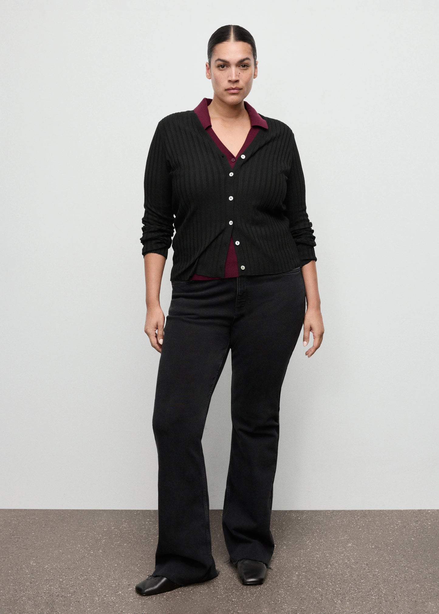 Fine Rib Knit Cardigan