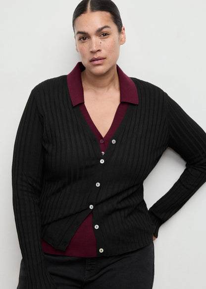 Fine Rib Knit Cardigan